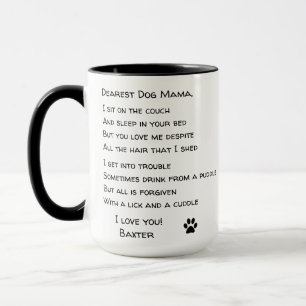 Taza Carta de mamá de perro de cerdo de perro
