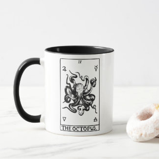 Taza Carta de Tarot de Pulpo Ilustración Marina Vintage