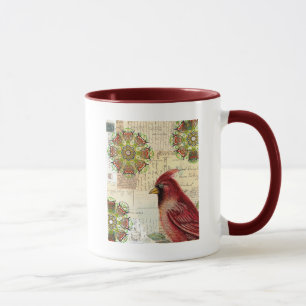 Taza Cartas antiguas colgadas y postales con pájaro