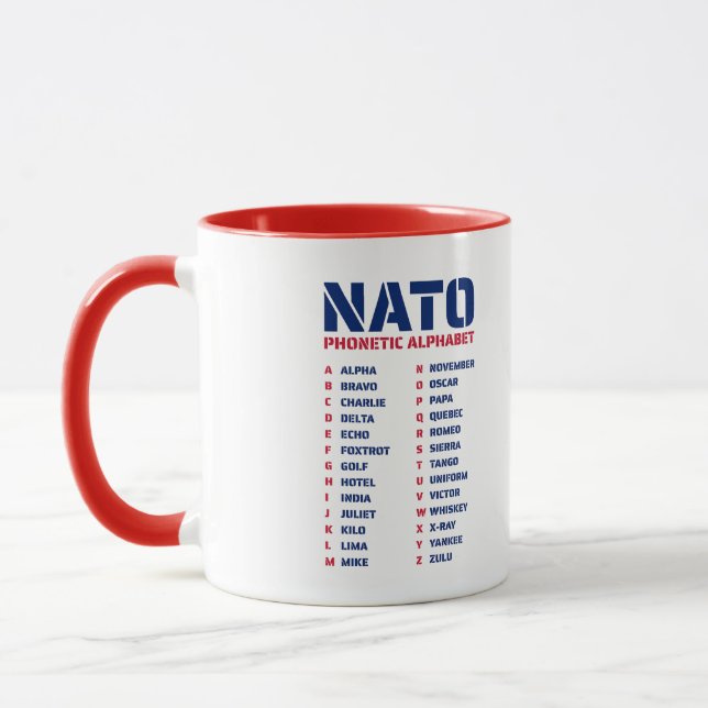Taza Cartas de alfabeto de la OTAN Reino Unido (Izquierda)