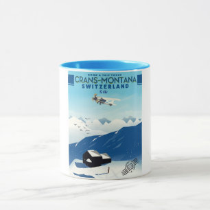 Taza cartel de esquí de Crans-Montana Suiza
