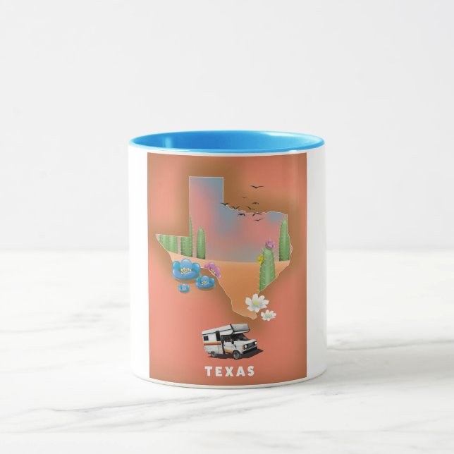 Taza cartel de viaje a Texas (Centro)