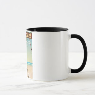 Taza Cartel de viaje de cámara vintage de Los Ángeles p