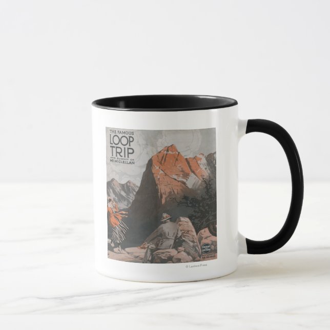 Taza Cartel de viaje de Mt. McClellan y Loop (Derecha)