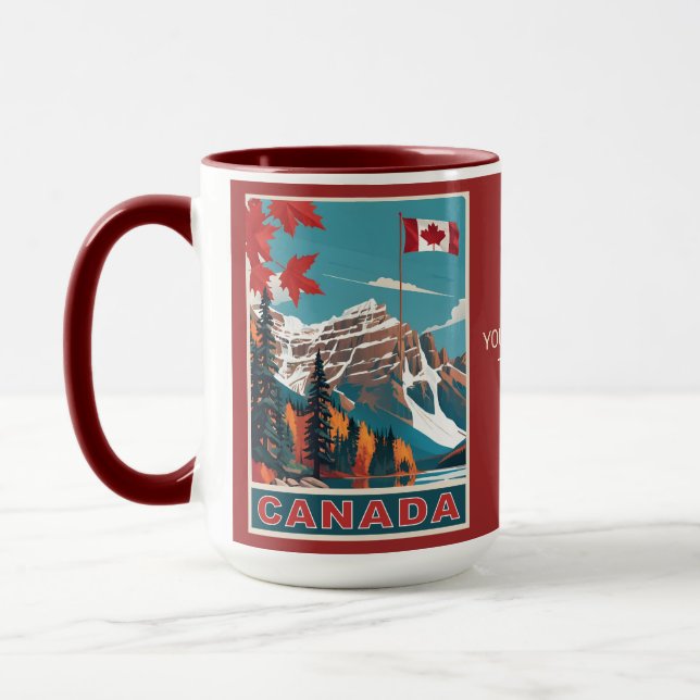 Taza Cartel de viaje de personalizado Text Canada (Izquierda)