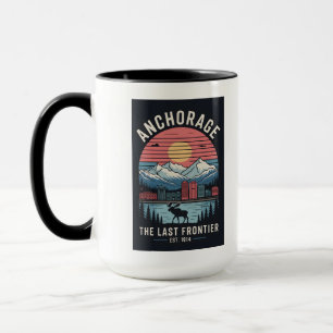 Taza Cartel de viaje retro de Anchorage Alaska vintage