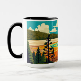 Taza Cartel Retro de la Fuente Grand Prismatic Moderna