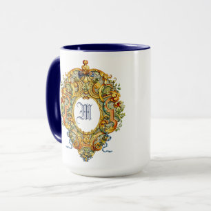 Taza Cartela oval barroca retro rococó Monograma 1700s