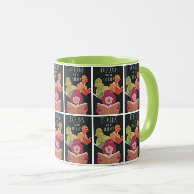 Taza Carteles antiguos libros de mujeres buena lectura (Anverso derecho)