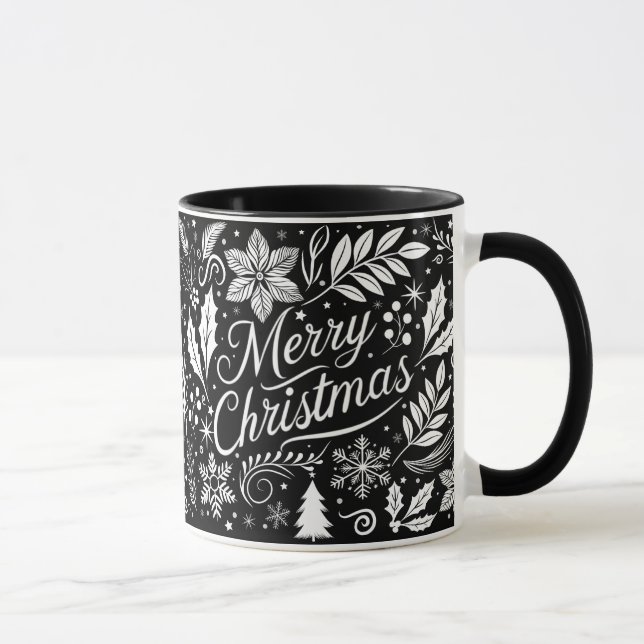 Taza Cartón de navidad de moras blancas y negras (Derecha)