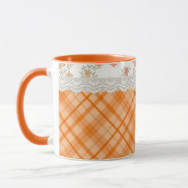 Taza Casa acogedora de cuadros naranja y blanco Core