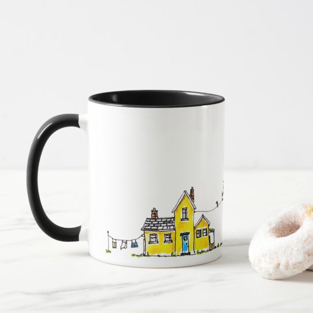 Taza Casa Amarilla Con Lavandería (Con donut)