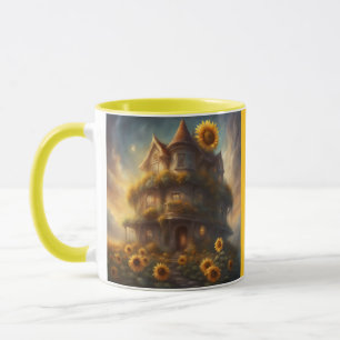 Taza Casa caprichosa de girasoles en campo de girasoles