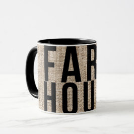 Taza CASA DE CAMPO Letra Negra Arpillera Rústica