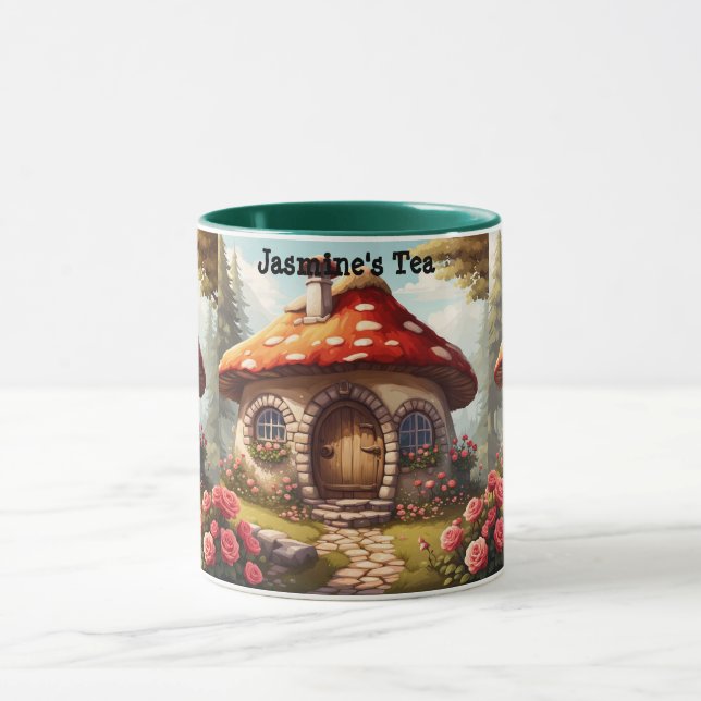 Taza Casa de hadas de toadstool con nombre editable (Centro)