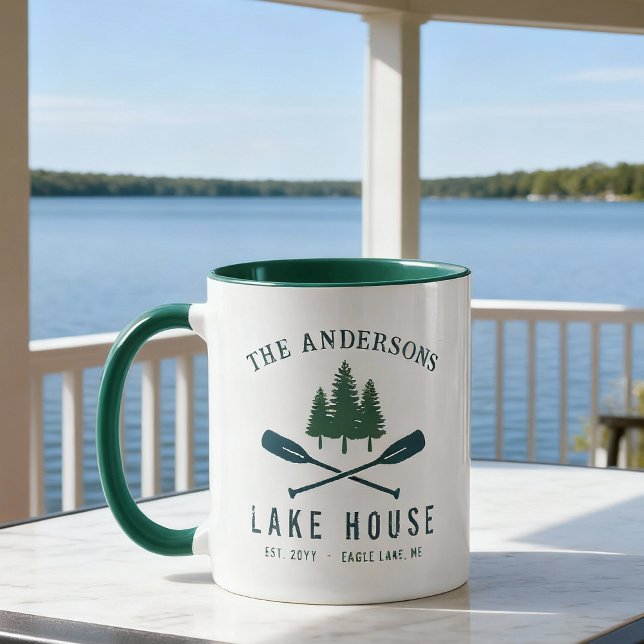 Taza Casa de la familia Lake Moderna Rustic Boat Oar Pi (Subido por el creador)