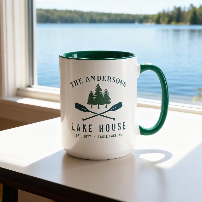 Taza Casa de la familia Lake Moderna Rustic Boat Oar Pi (Subido por el creador)