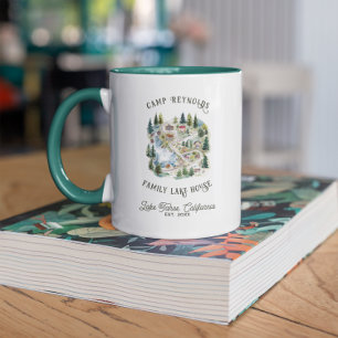 Taza Casa de lago familiar   Monograma de mapa de cabañ
