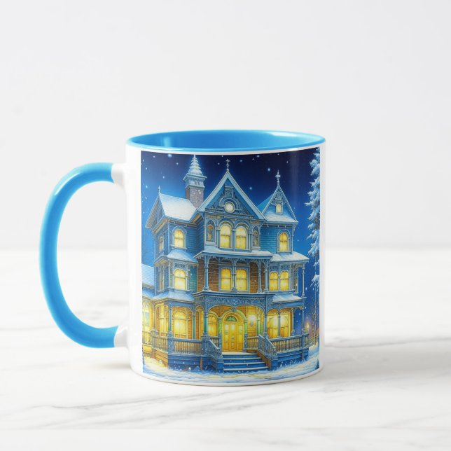 Taza Casa de Navidades azules de Joyeux Noël Bonito (Izquierda)