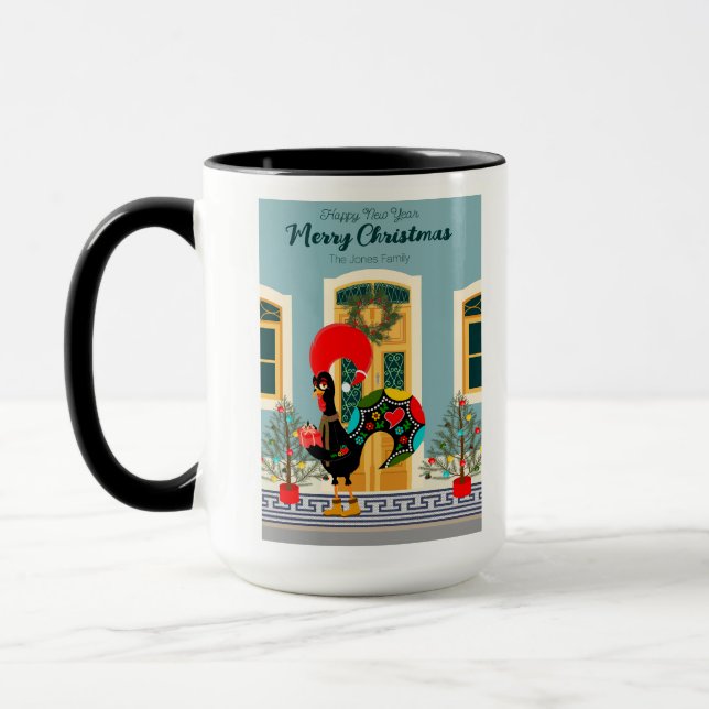 Taza Casa de Navidades portugueses con saludos de gallo (Izquierda)