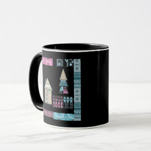 Taza Casa de patchwork adorable formas abstractas de ár