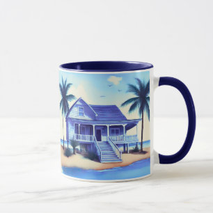 Taza Casa de playa con palmeras
