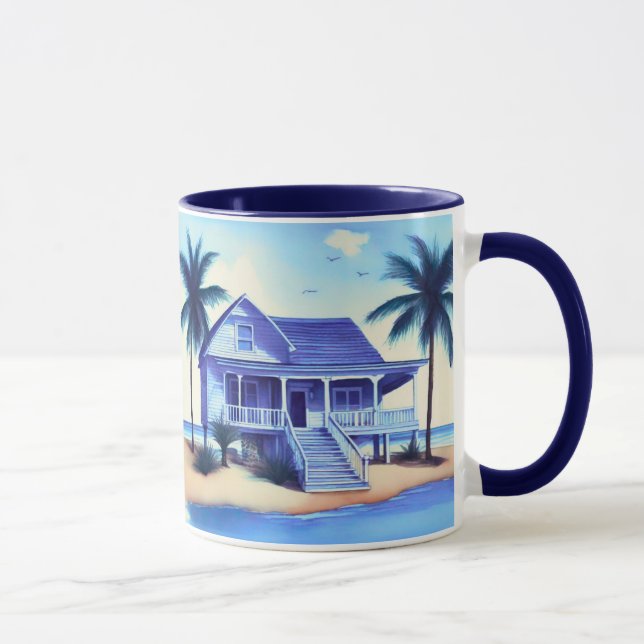 Taza Casa de playa con palmeras (Derecha)