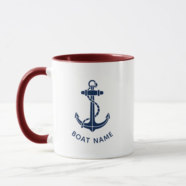 Taza Casa de playa familiar con ancla de barco náutico  (Izquierda)