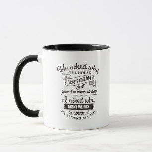 Taza Casa divertida limpia Arte de palabra de esposa