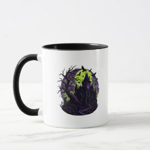 Taza Casa embrujada espeluznante y arte de Halloween de