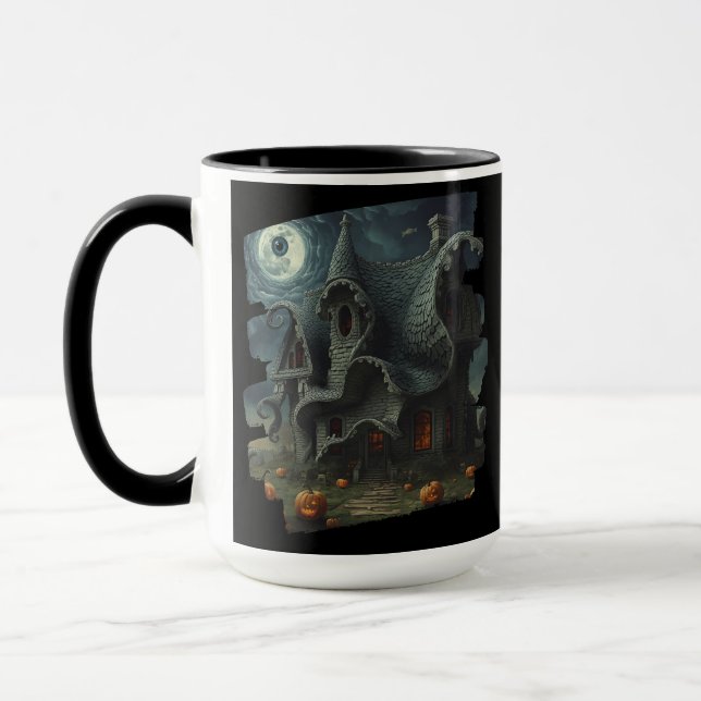 Taza Casa surrealista de acobardamiento con calabazas y (Izquierda)