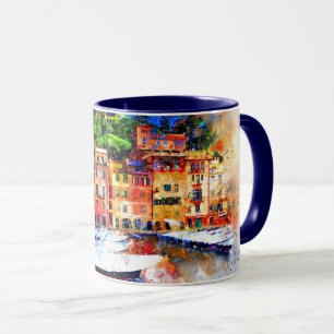 Taza Casas coloridas en el lago