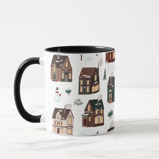 Taza Casas nevadas de invierno Navidades (Izquierda)