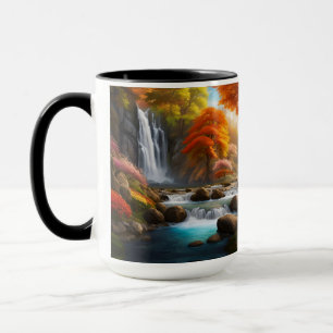 Taza Cascadas del paisaje otoñal en el parque