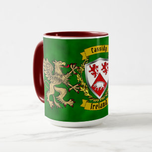 Taza Cassidy Escudo Irlandés y Grifos Personalizados