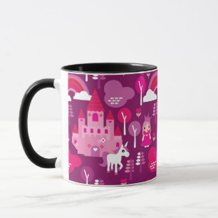 Taza castillo de la princesa y arco iris del unicornio