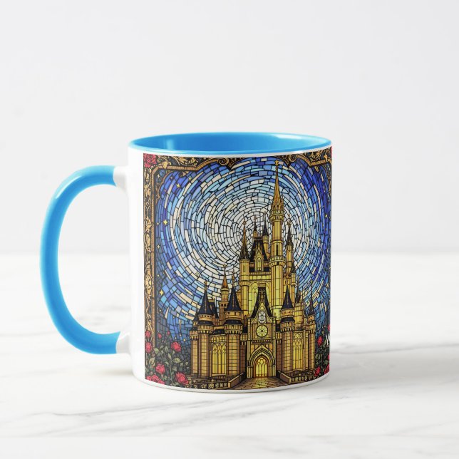Taza Castillo de vidrio manchado con sabor a fantasía (Izquierda)
