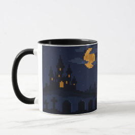 Taza Castillo Embrujado Retro de 8 bits