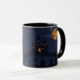 Taza Castillo Embrujado Retro de 8 bits