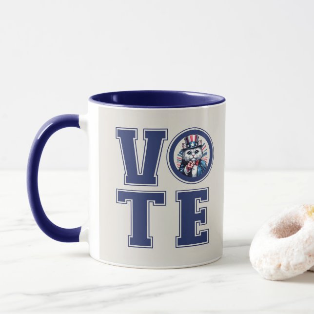 Taza Cat dice voto (Con donut)