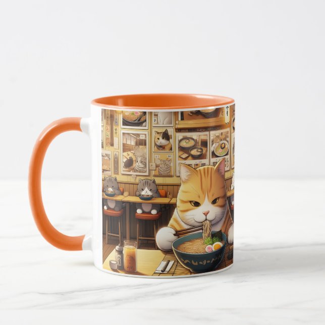 Taza Cat Eating Ramen v1 (Izquierda)