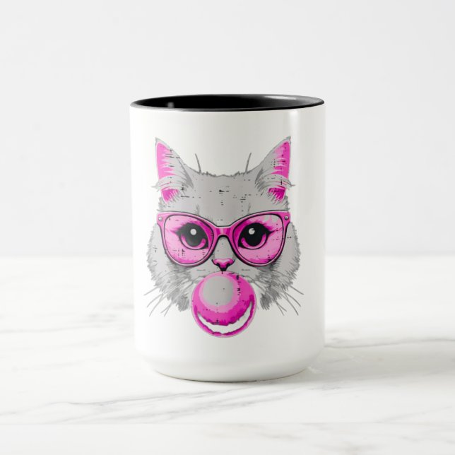 Taza Cat Face Pink Glasses Bubble Gum (Centro)