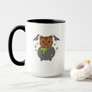 Taza Cat Happy Halloween Cauldron Bat