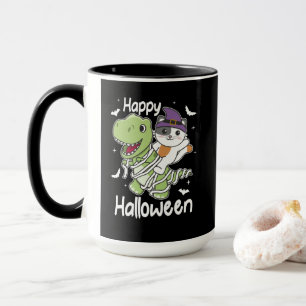 Taza Cat Happy Halloween T-rex Mummy Costume