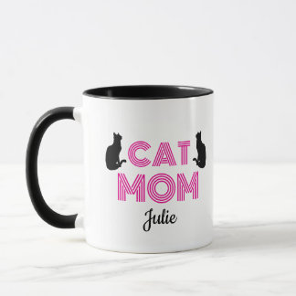 Taza Cat Mom Mug Personalized with Cat Silhouettes