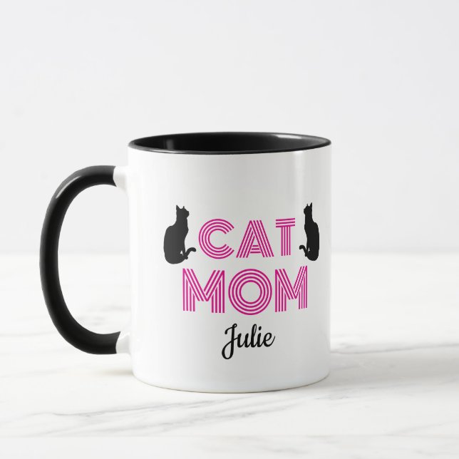 Taza Cat Mom Mug Personalized with Cat Silhouettes (Izquierda)