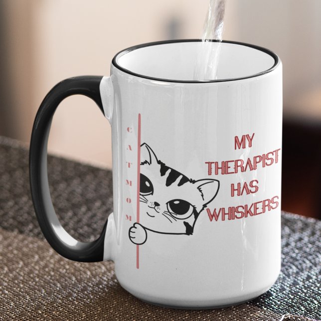 Taza Cat Mom My terapeuta hahs whiskys (Subido por el creador)