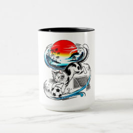 Taza Cat Soccer Mugs Gifts for Pet Lovers & Sports Fans