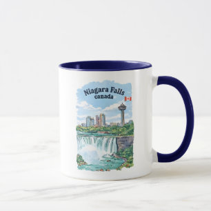Taza Cataratas del Niágara Ontario Canadá Acuarela Hori