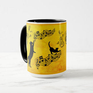 Taza Cats Are Like Music: Staffs & Guitars Golden Hue